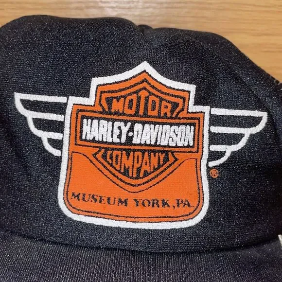 Vintage Harley Davidson Museum Snapback Trucker Hat 3 Three Stripes USA York PA - Picture 3 of 12